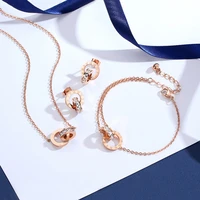 new roman digital circle double ring earrings necklace bracelet luxury party earrings for women anti allergy fashion earrings