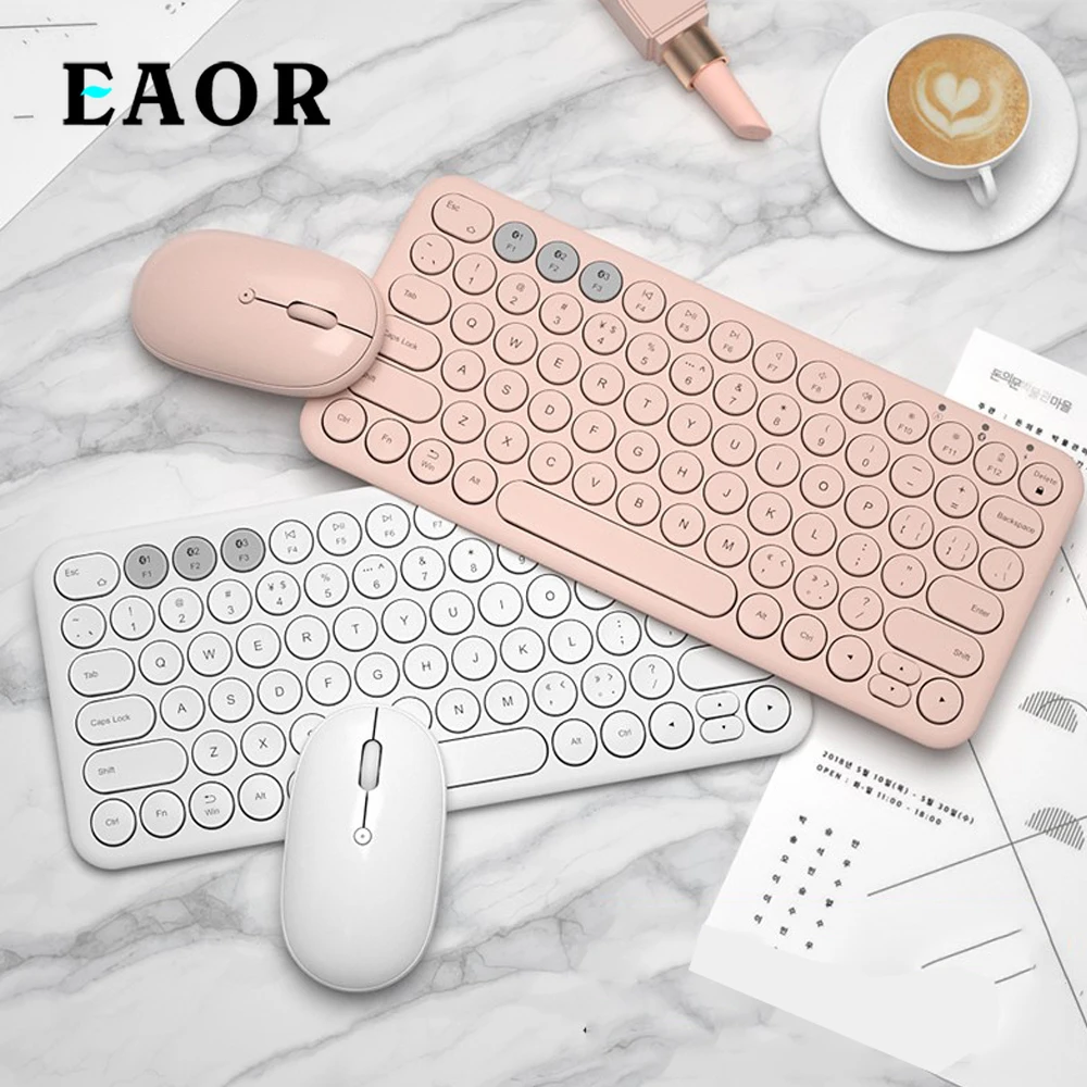 

EAOR Portable Bluetooth Keyboard Mouse Set Mute Rechargeable Mini Wireless Keyboard for iPad Tablet Phone Laptop Android iOS MAC