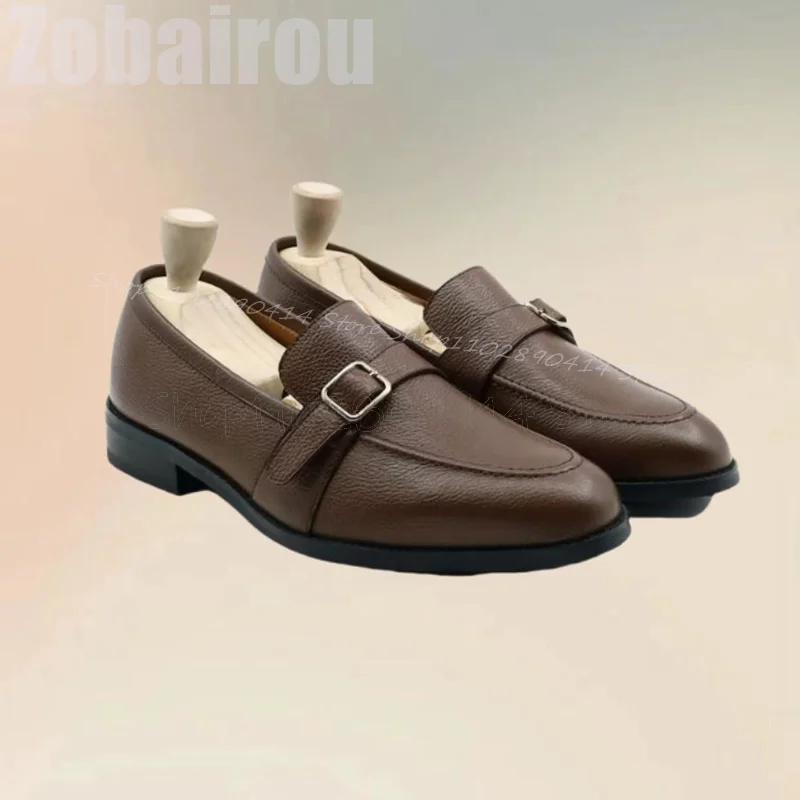 Коричневые черные стандартные декоративные лоферы с пряжкой модная мужская