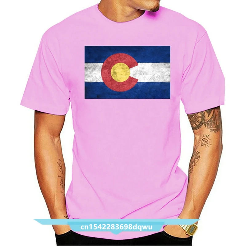 

Brand Men Shirt Colorado State Flag Denver Rocky Mountain Coloradan T Shirt