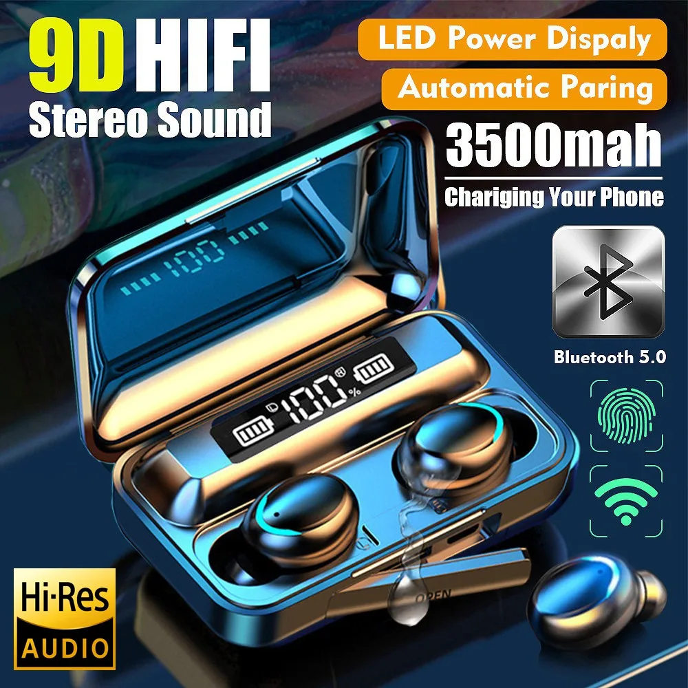 

Smart TWS Wireless Earphone Bluetooth 5.0 Earbud Touch In-ear 9D Stereo Sports Waterproof Hifi Headset LED display w/Mic