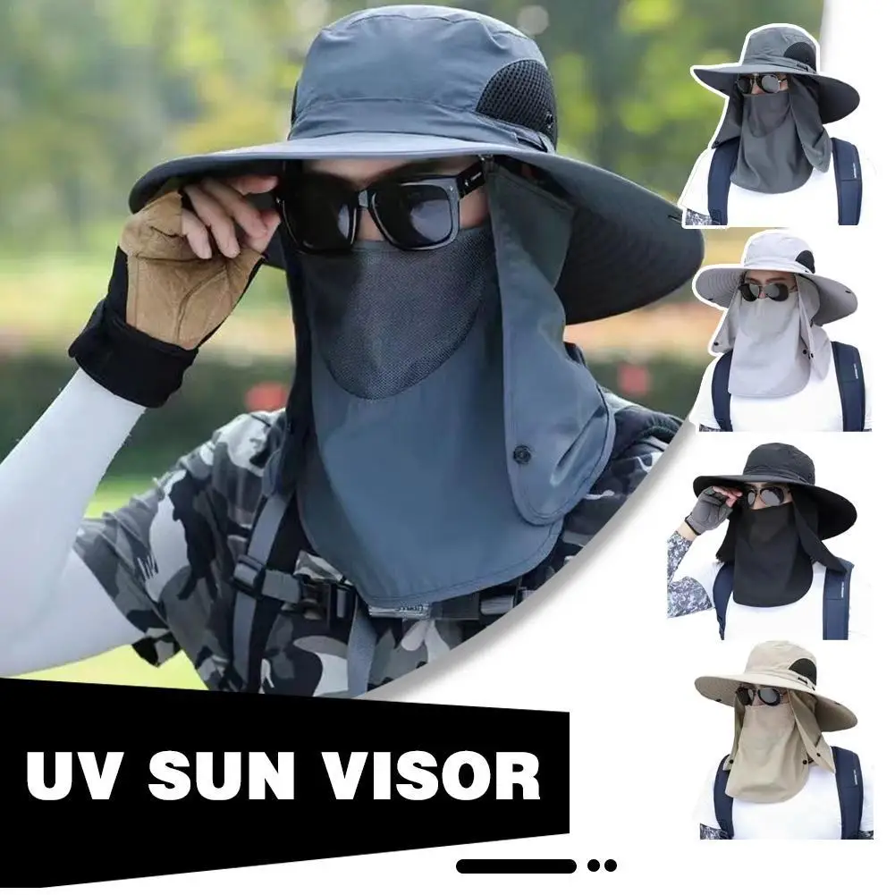 

Fashion Summer Sun Hats UV Protection Outdoor Hunting Fishing Sun Cap Wide Brim Breathable Removable Fisherman Hat for Men Women