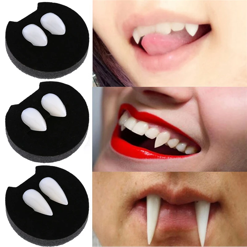 

1pair Fun Halloween Cosplay Dentures Zombie Vampire Teeth Ghost Devil Fangs Props Costume Party Practical Jokes Accessory