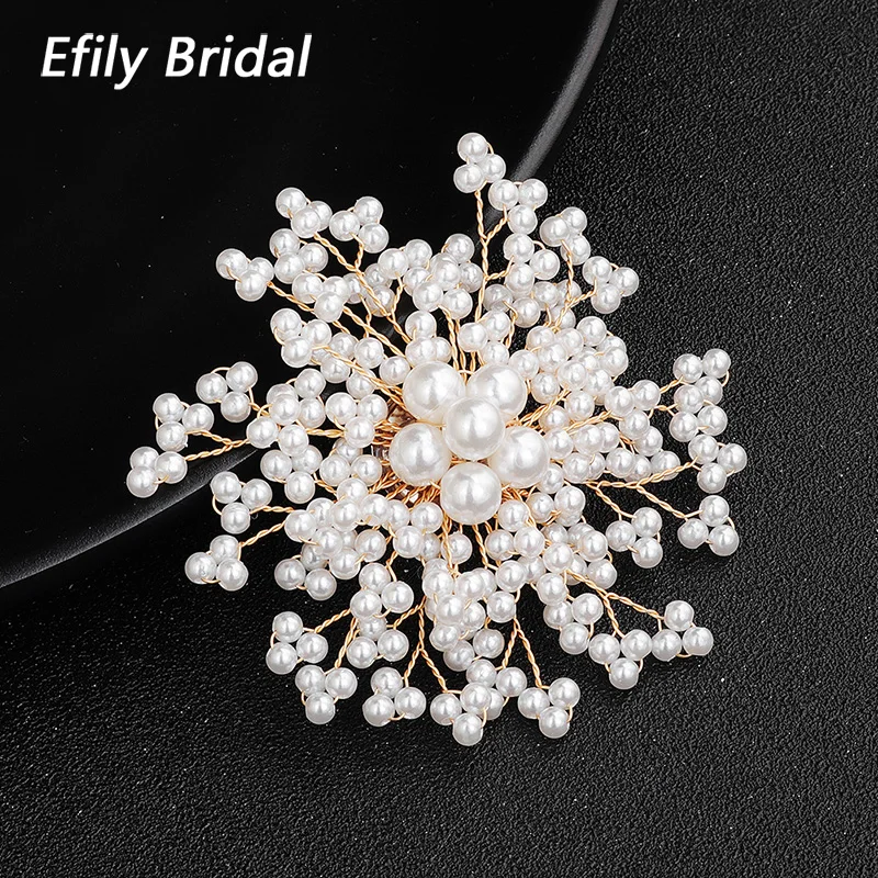 Efily, полный жемчуг, цветок, фотоэлемент для женщин, темпераментные ювелирные изделия, аксессуары, Модный свадебный букет, булавка для платья, подарок