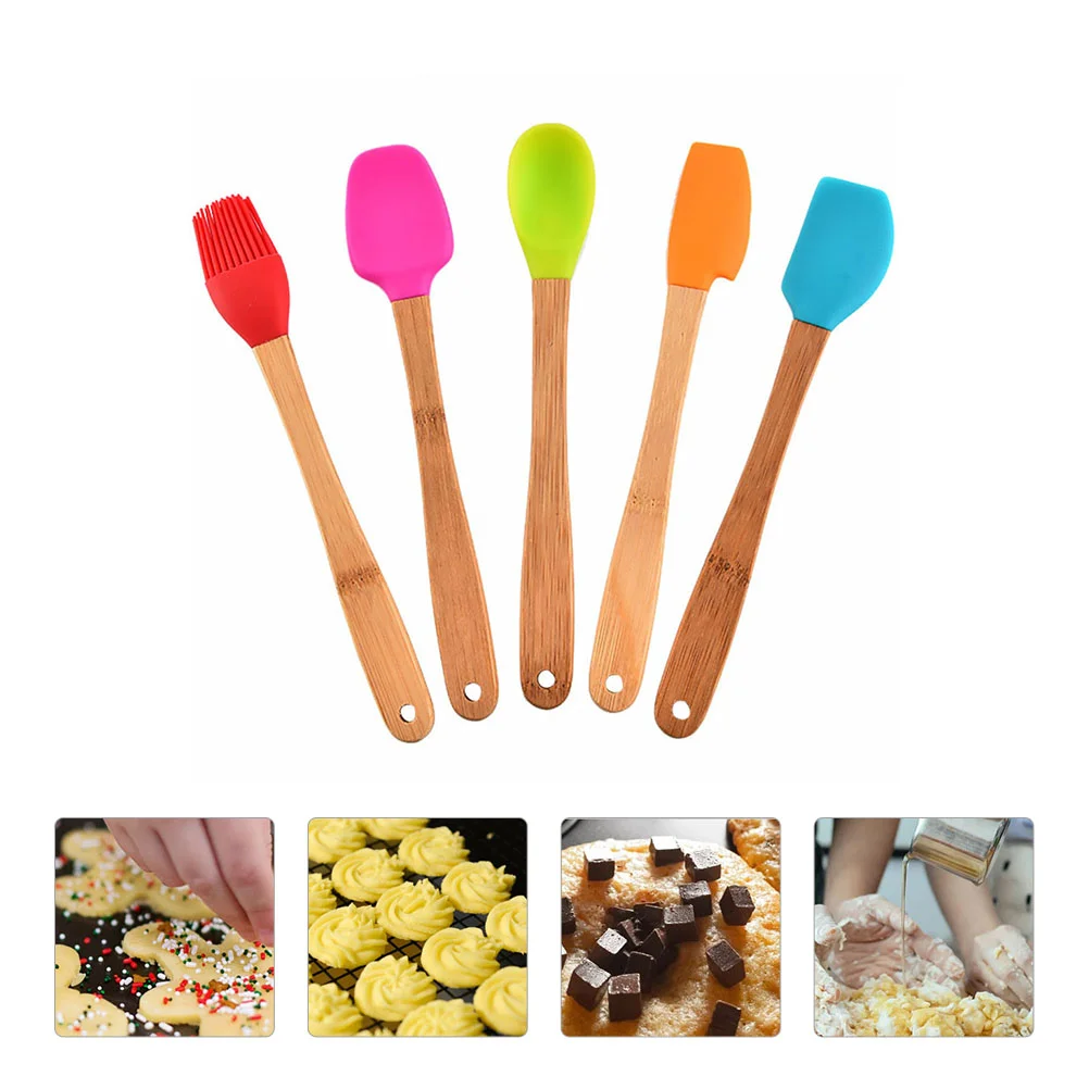 

Silicone Spatula Brush Spatulas Baking Scraper Mini Set Butter Utensils Kitchen Basting Resistant Heat Cake Spoon Nonstick Jar