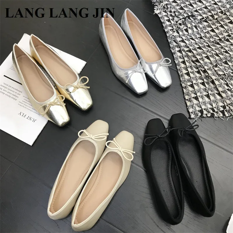 

Women Flats Shoes Round Toe Slip on Ballet Female Shallow Ballerina Soft Moccasins Ladies Loafer Brand Gold Sliver Zapatos Mujer