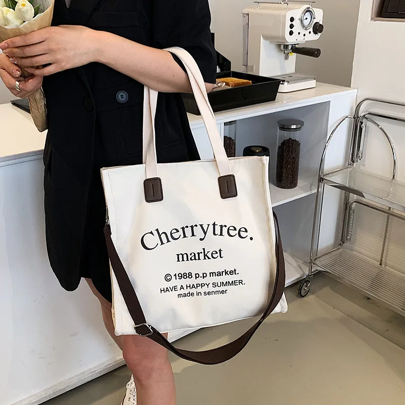 

New Fashion Canvas Large-Capacity Brand All-Match Western-Style High-Quality Texture Women'S Shoulder Crossbody Tote Handbag