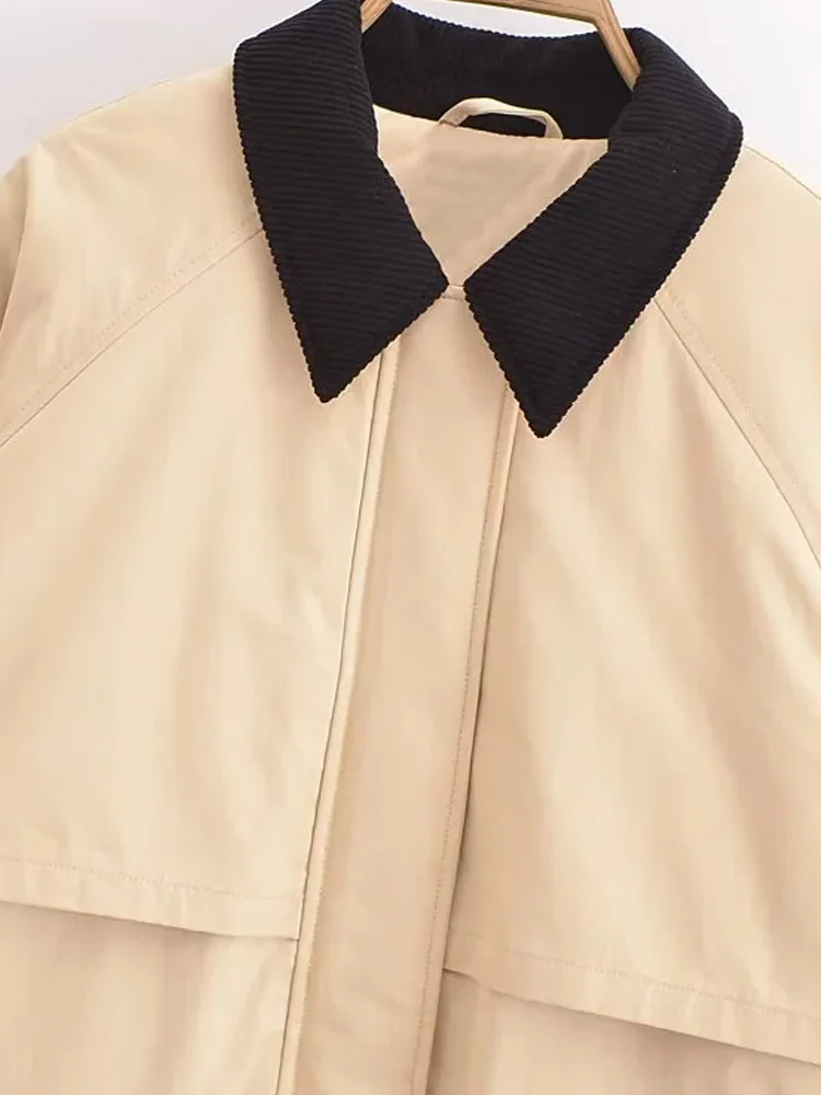 KAOPU ZA женская стеганая куртка с накладными карманами винтажная воротником