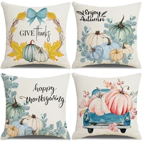 thanksgiving decorating pillow covers 18x18 inches set of 4 for home decor pumpkin enjoy autumn throw pillow cushion cases