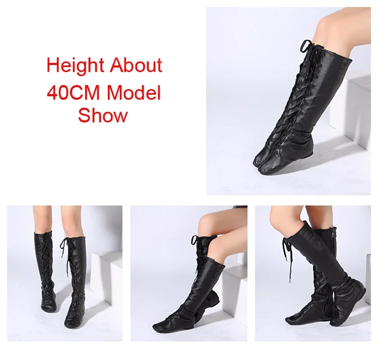 z prawdziwej skóry wysokie buty do tańca dla dziewczynek zamek błyskawiczny boku balet joga Fitness jazzowego studenci sceniczne