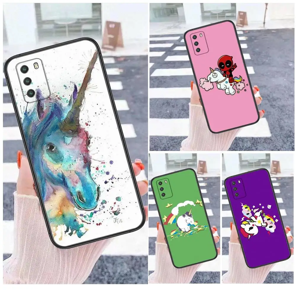 

For Apple IPhone 13 12 Mini 11 Pro XS MAX XR X 8 7 6S 6 Plus 5S SE Cute Cartoon Unicorn Tpu Soft Black Phone Case Comprar