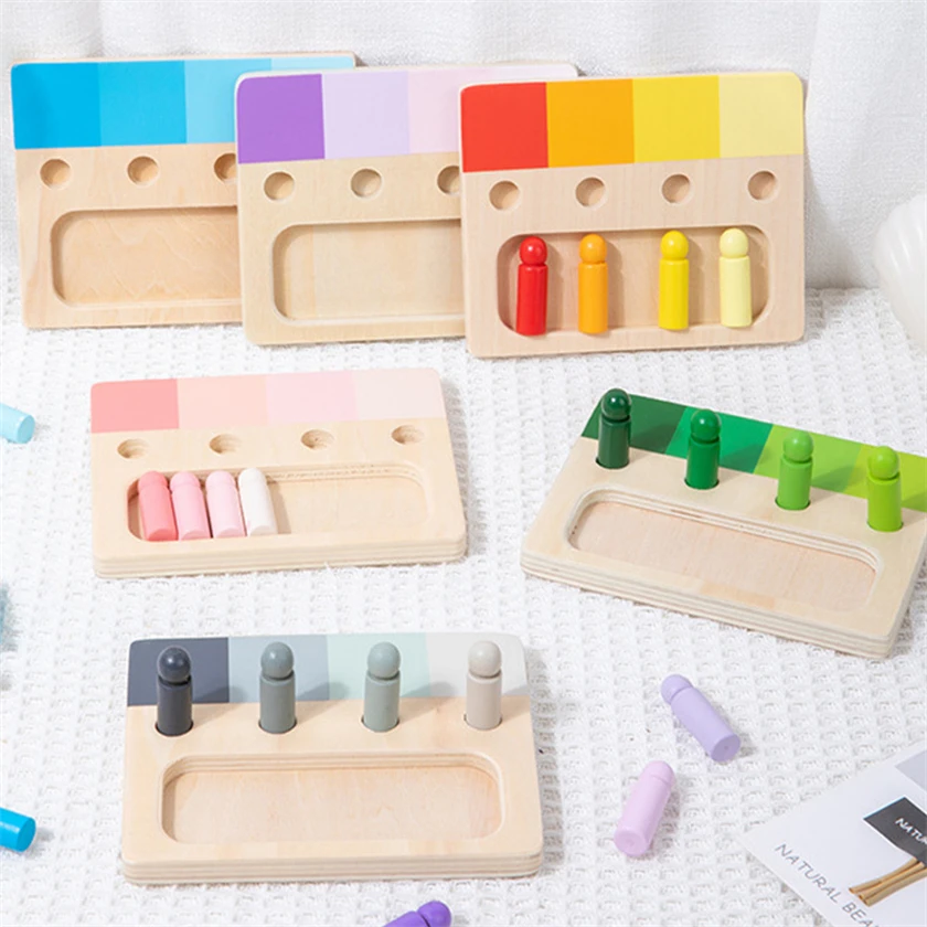 

Настольная игра Монтессори деревянная с цветной сортировкой, обучающие игрушки для малышей, цветные Обучающие сенсорные игрушки, игрушки М...