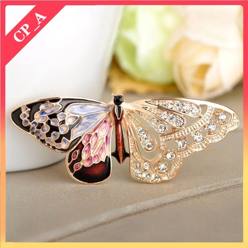 

Purple Enamel Butterfly Brooches Insects Banquet Wedding Party Brooch Gifts Women Men Crystal Rhinestone Animal Lapel Pin