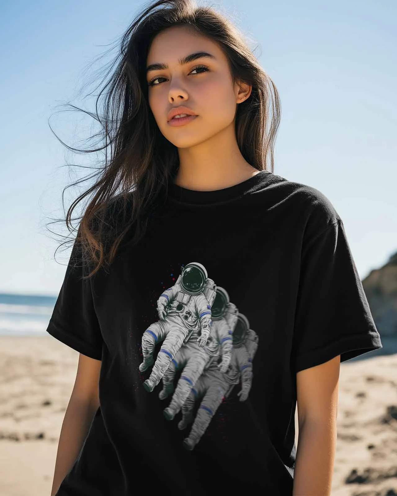 Женские топы футболки с рисунком космонавта повседневные круглым вырезом и