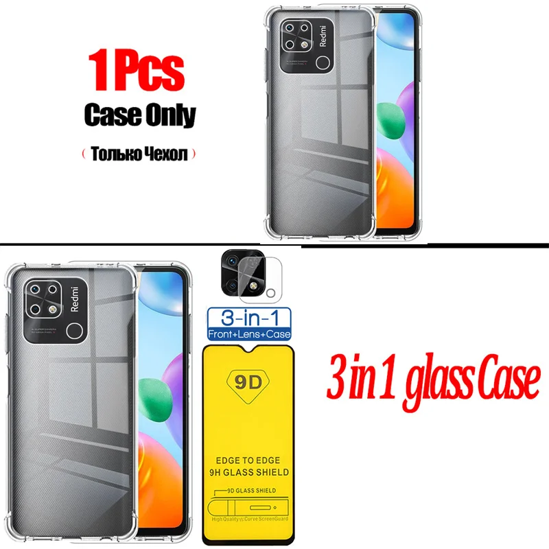 Tempered Glass For Xiaomi Redmi Note 10 Pro Case Redmi 12 11 Pro Plus 10C 9T 5G 9A 9C NFC Silicon Cover Redmi Note 10Pro 10S