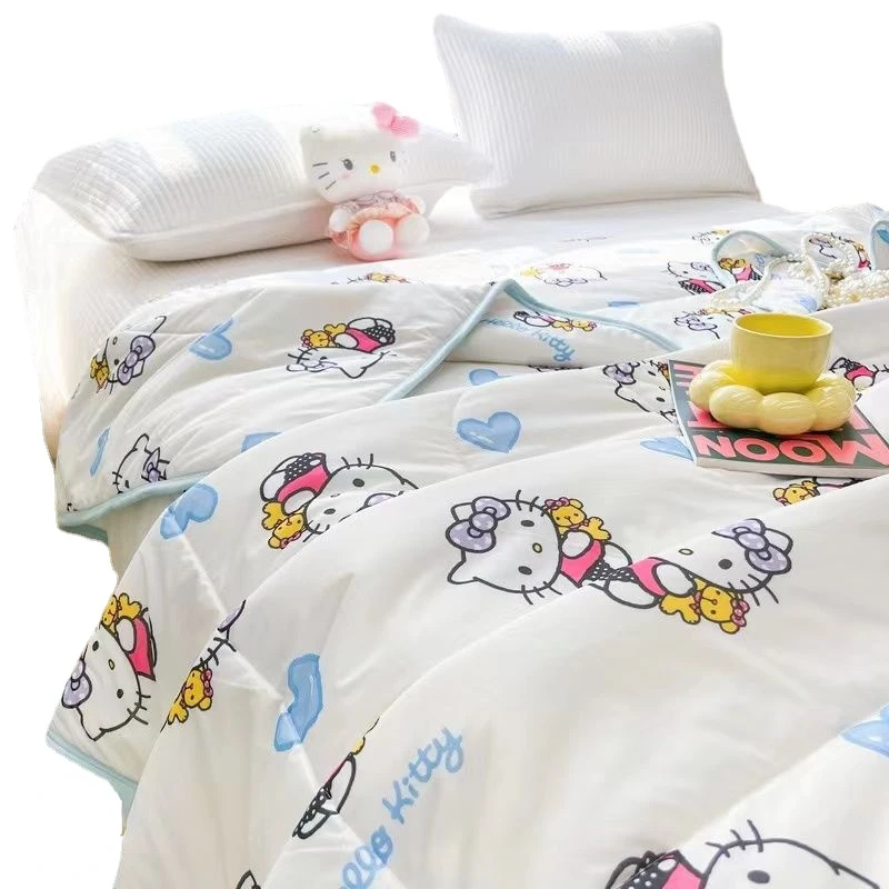 

Hello kitty kawaii light and thin summer cool quilt air-conditioned quilt Sanrioed cartoon childrens dormitory single thin quilt