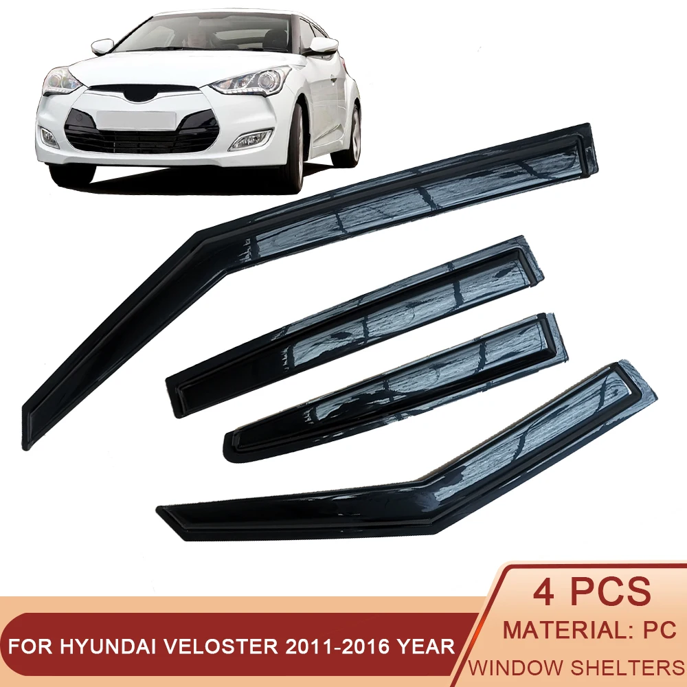 Дефлекторы для боковых окон Hyundai Veloster 2011-2016 козырек от дождя черный дверей |