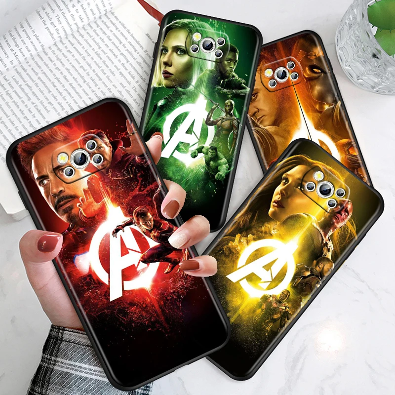 

Marvel Avengers Hero Cool For Xiaomi Poco X3 NFC F3 GT X2 M3 M2 5G Pro Lite Civi Mi 9SE CC9 Soft Silicone Black Phone Case