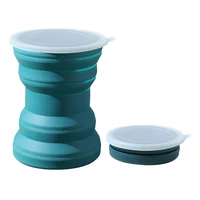 portable silicone folding water cup outdoor heat resistant foldable mug with lid collapsible travel drinking cups for camping