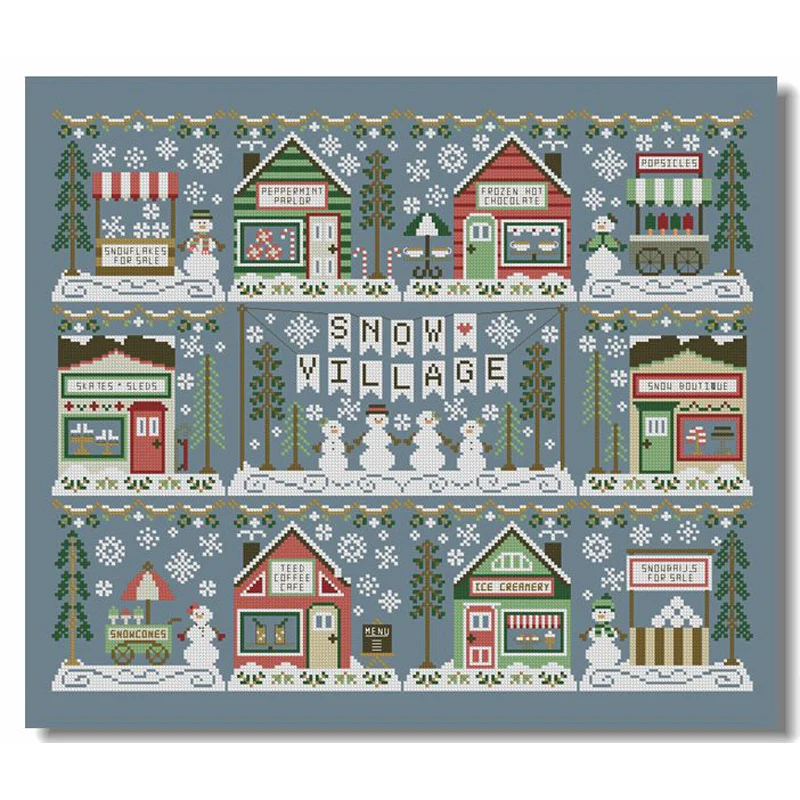 

Набор для вышивки крестиком Amishop Заснеженная Деревня Сельский Снеговик магазин