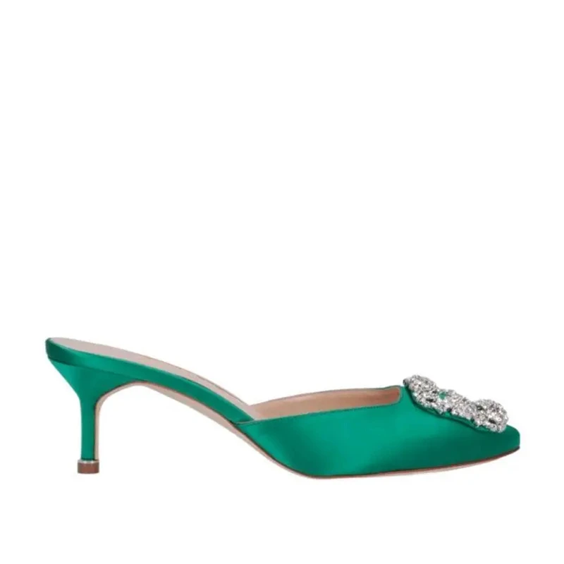 The Bridesmaid's Wedding Dress High-heeled Shoes Sandals And Half Slippers Were Decorated With Water Diamonds