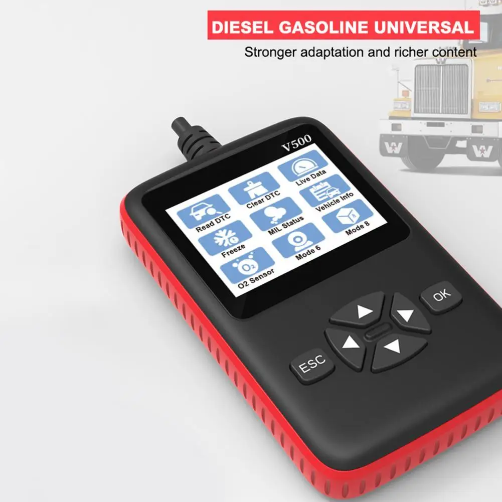 

V500 Diagnostic Scanner Fault Query Plug Play Black Fast Detection OBD Truck Code Reader for Car