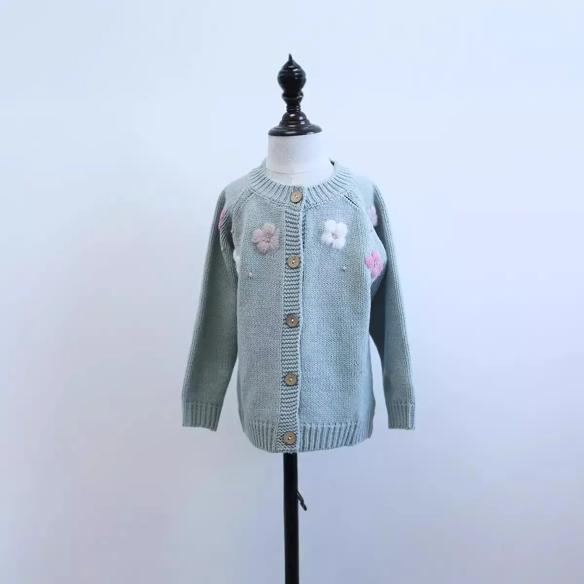 Детские свитера Aw24 для девочек милый вязаный кардиган с вышивкой