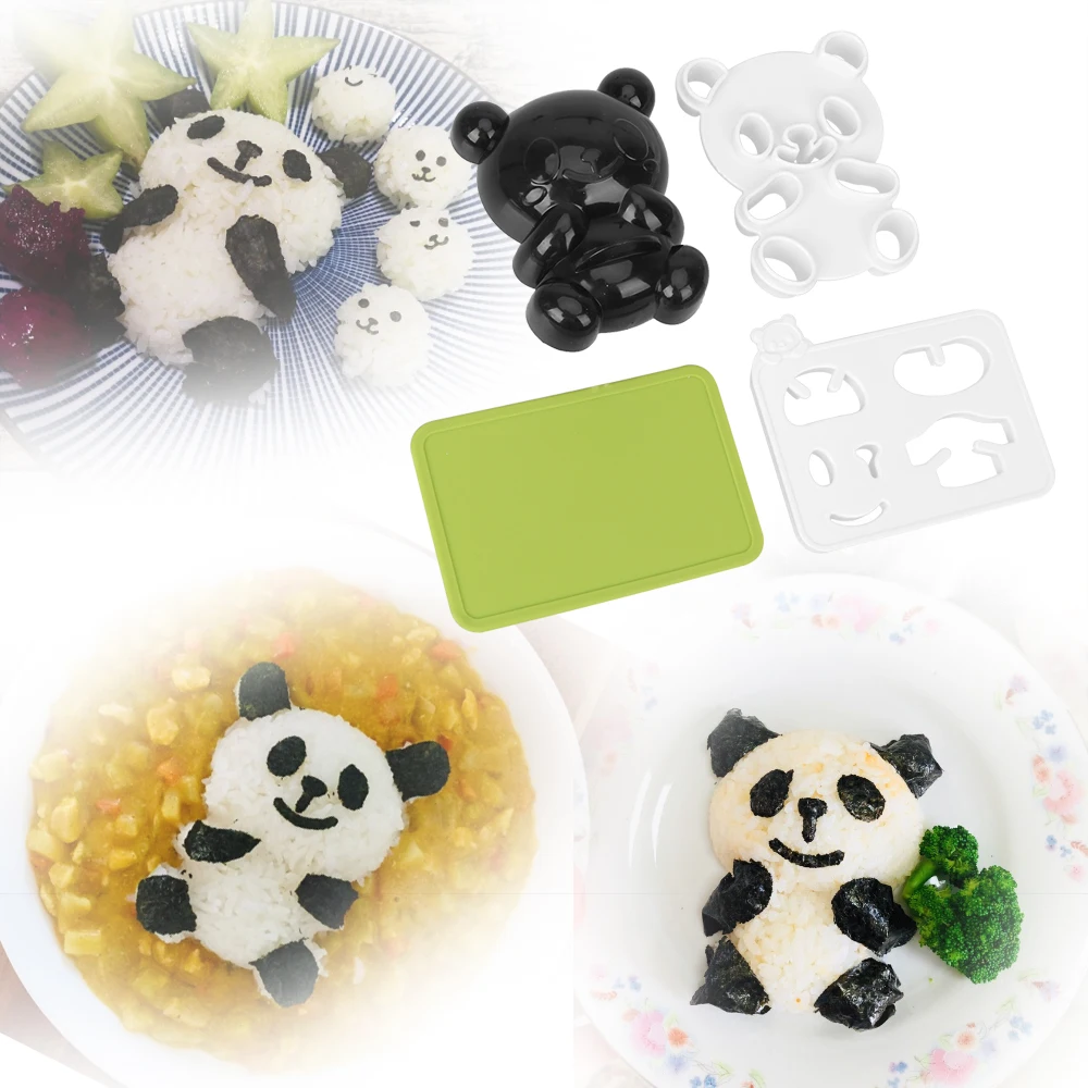 

Dry Roasted Seaweed Cutter Set 4 in 1 Baby Panda Sushi Mold DIY Panda Onigiri Rice Maker Sandwich Toast Cutter Mold
