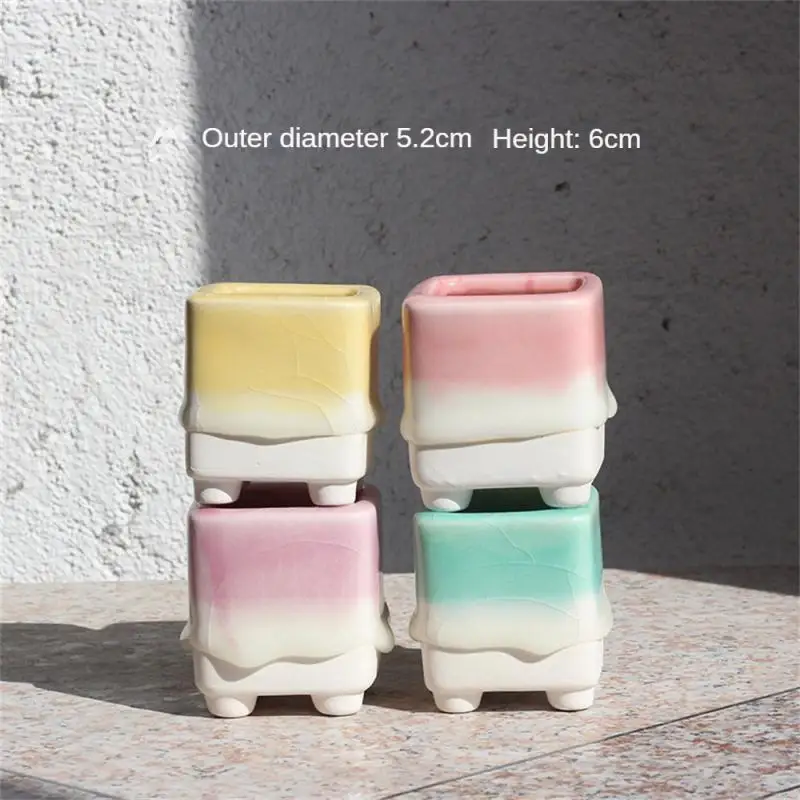 

Creative Fleshy Flowerpot Flow Glaze Ceramic Potted Flower Vase Nordic Style Potted Plants Home Decoration Simple And Breathable
