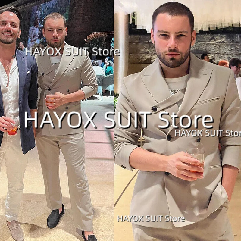 

Men's Suit 3 Piece Jacket Waistcoat Pants Point Lapel Double Breasted Blazer Prom GroomDress Set