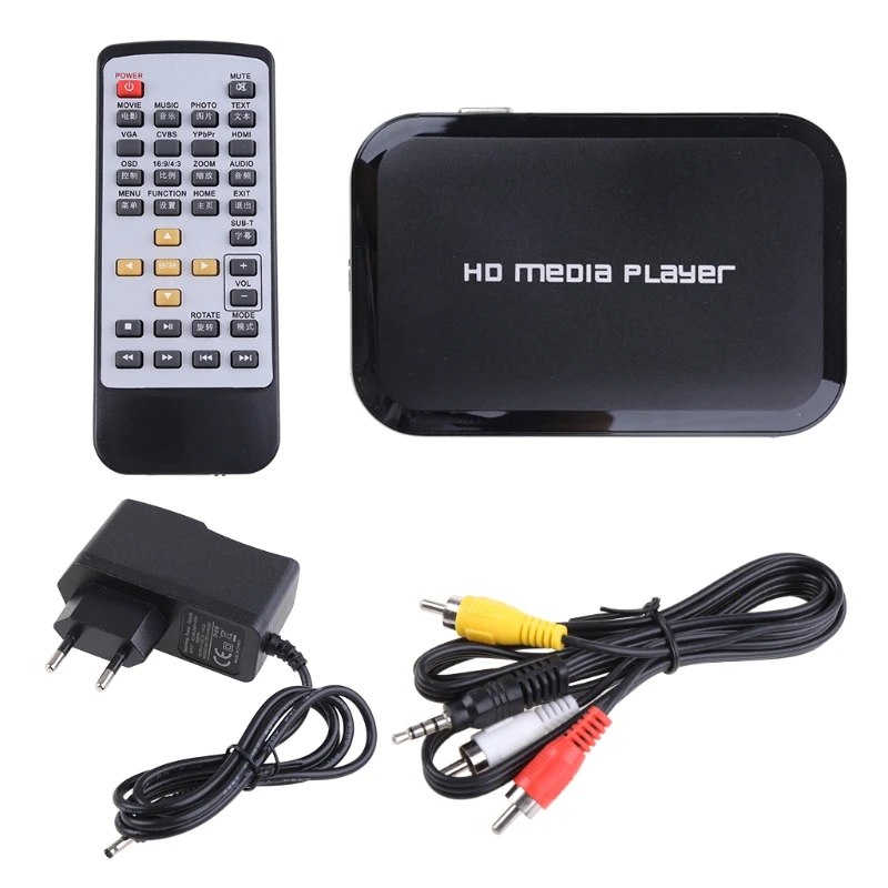 

W3JB Mini Full 1080P USB внешний HDD плеер с SD MMC U диском Поддержка MKV AVI HDMI-совместимый медиа-видеоплеер IR Remote