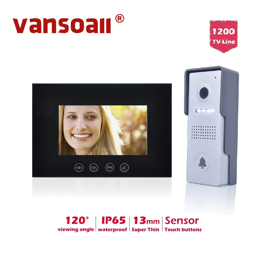 VANSOALL Wireless Video Intercom Door Phone Doorbell with HD Camera for 4 Wires Villa Home TFT Touch Screen Door Entry Monitor