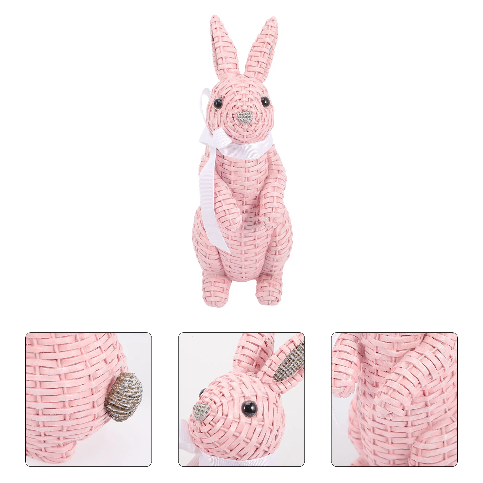 

Bunny Easter Figurines Rabbit Statue Garden Basket Frog Wicker Ornaments Decor Animal Rattan Standing Woven Decorations Ornament