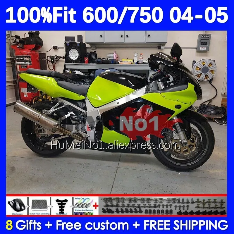 

OEM Bodys For SUZUKI GSXR 750 600 CC K4 GSX-R600 15No.89 GSXR-750 GSXR600 GSXR750 04 05 2004 2005 Injection Fairing yellow green