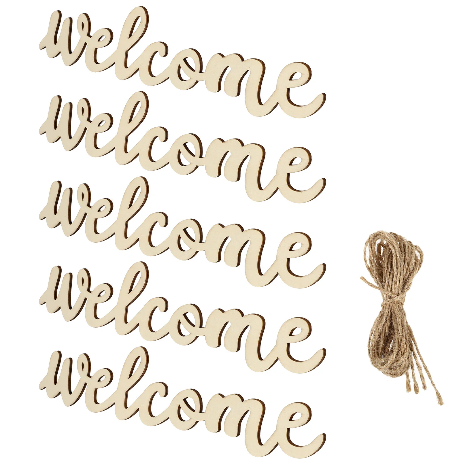 

Welcome Sign Wooden Cutout Wood Door Frontsigns Rustic Porch Hanging Plaque Wall Letter Farmhouse Decor Unfinished Word Wreath