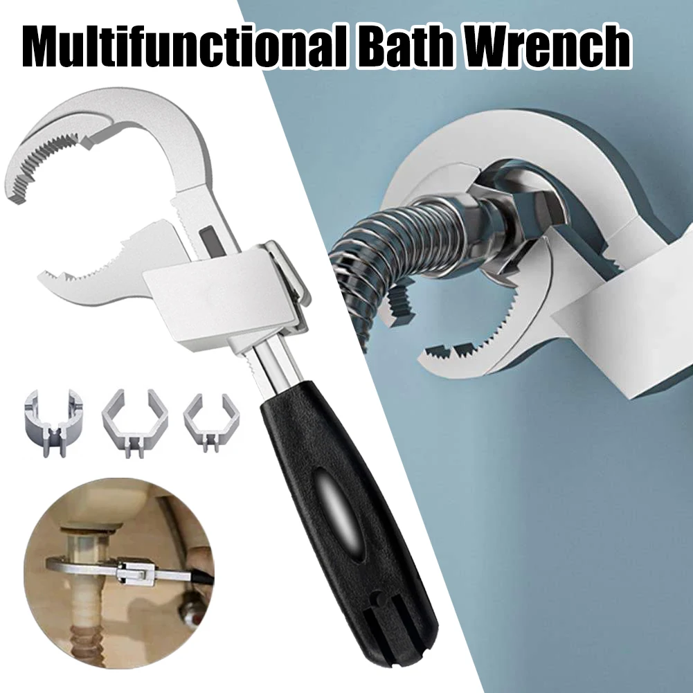 Купи Multifunctional Bath Wrench Adjustable Large Opening 80mm Spanner Universal Water Pipe Sink Faucet Wrench Bathroom Repair Tools за 845 рублей в магазине AliExpress