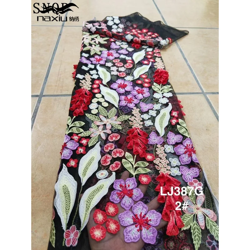 

African Lace Fabric 3D Flower Embroidered Nigerian Laces Fabric Bridal High Quality French Tulle Lace Fabric For Women Dress