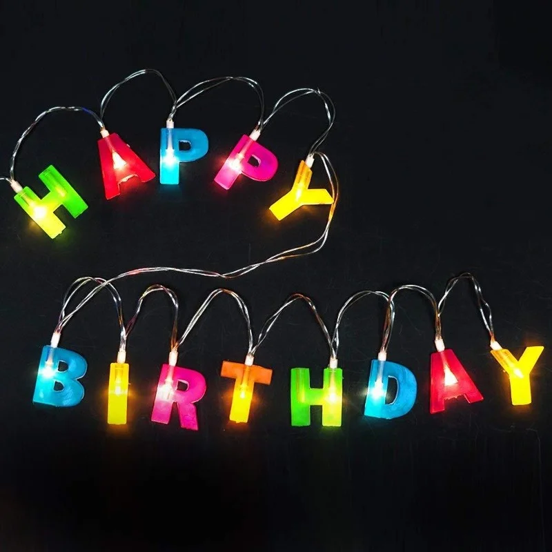

Happy Birthday LED String Light Letter Led Lights Garland Curtain Bedroom Dormitory Fashion Funny Romantic Couple Shiny Decors