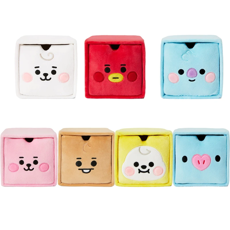 

kawaii 5inch BT21 LINE FRIENDS Doll desktop storage box small square box with removable storage around animation cartoon