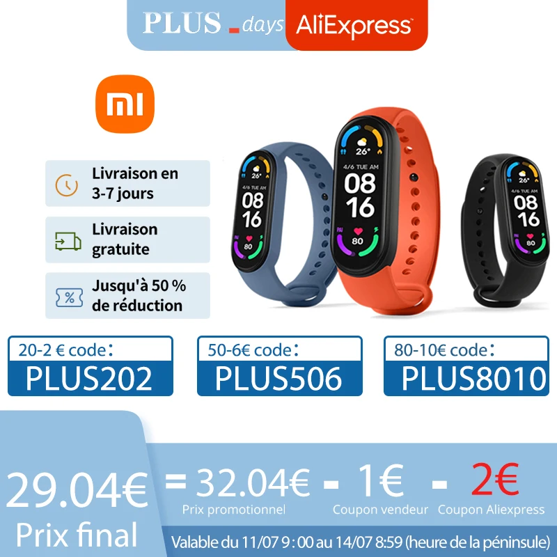Фитнес-браслет Xiaomi Mi Band 6 с Bluetooth и AMOLED-экраном | Электроника
