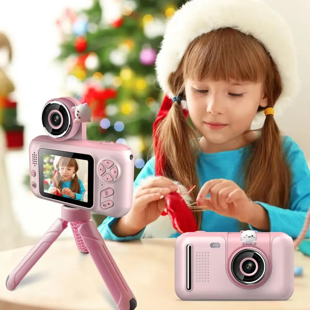 

1 Set Children Camera Toy With Flip Lens Portable Lanyard 32G SD Card Multifunctional Kids Digital Cartoon Camera Birthday Gift