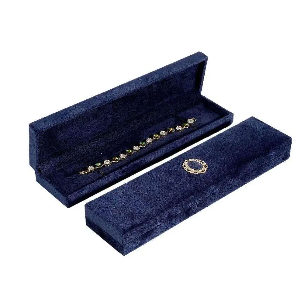 Текстурированная винтажная бархатная шкатулка для драгоценностей со стразами