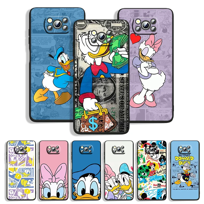 

Duck Donald Cartoon For Xiaomi POCO M4 M3 C3 X4 X3 X2 F3 X2 F1 Pro NFC GT Mi Play Mix 3 A2 lite Black Phone Case Capa