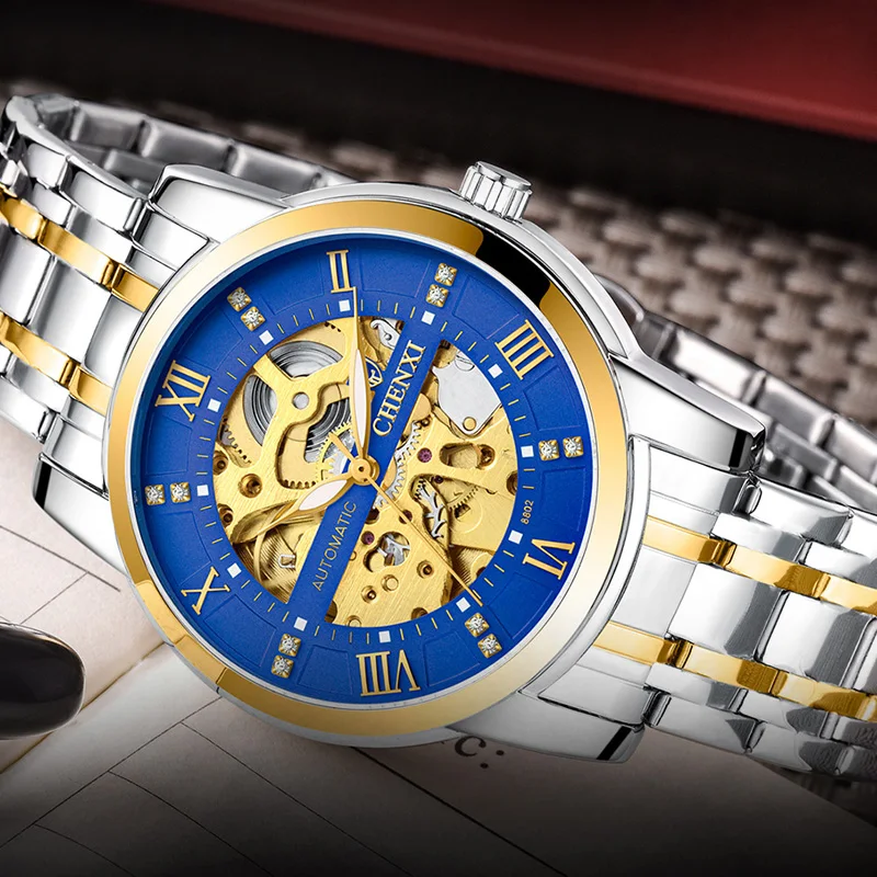 Роскошные автоматические механические мужские часы из нержавеющей стали
