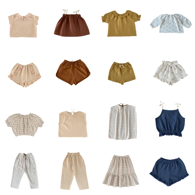 

Ins 2021 Children's Suit Spring and Summer LIIL Ethnic Style Boys Embroidered Shirt Trousers Girl Blouse Shorts Suit
