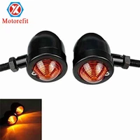 rts 2pcs universal motorcycle mini bullet chrome plated bullet front rear turn signals indicator blinkers amber lights