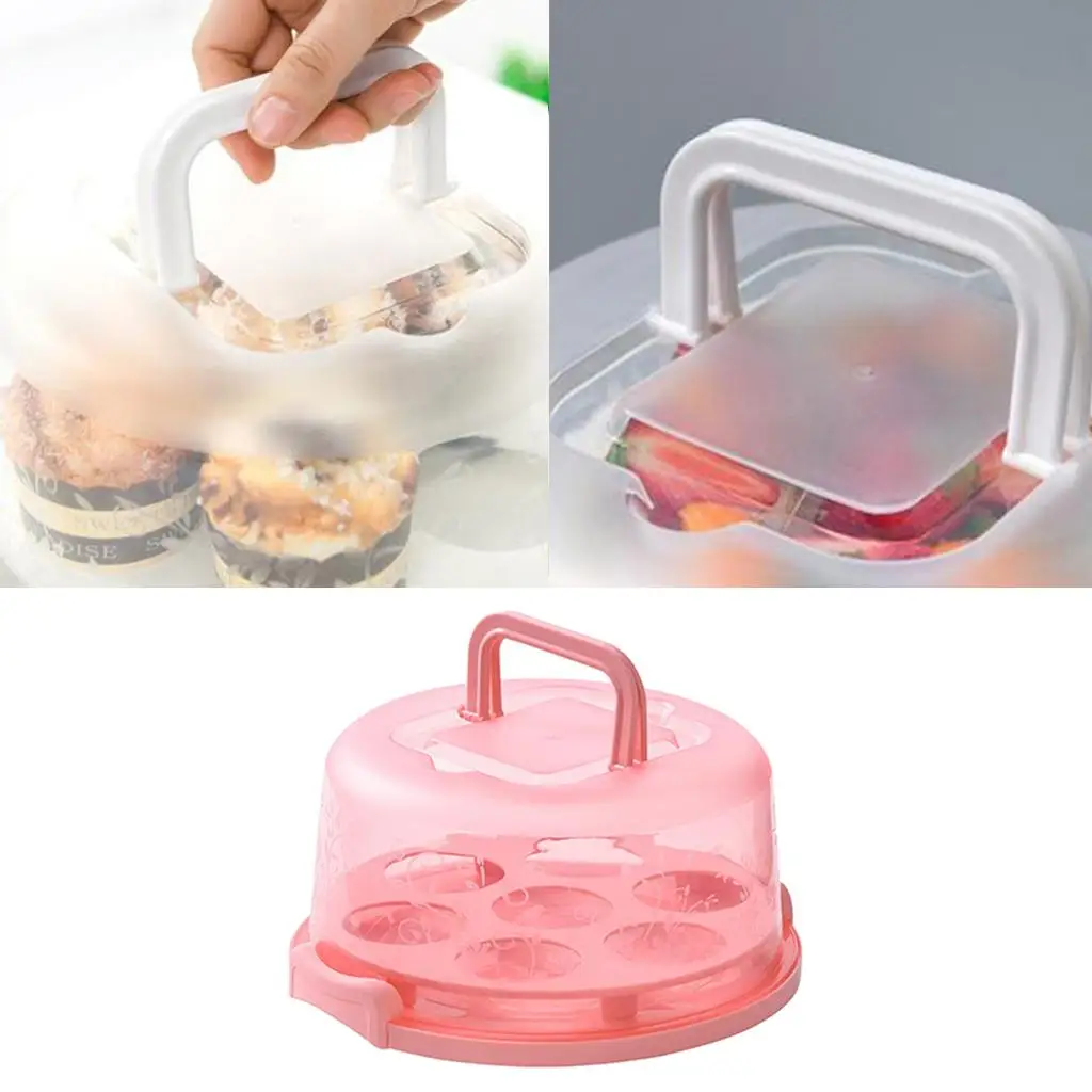 

Cake and Cupcake Muffin Carrier Holder Large Round Container with Collapsible