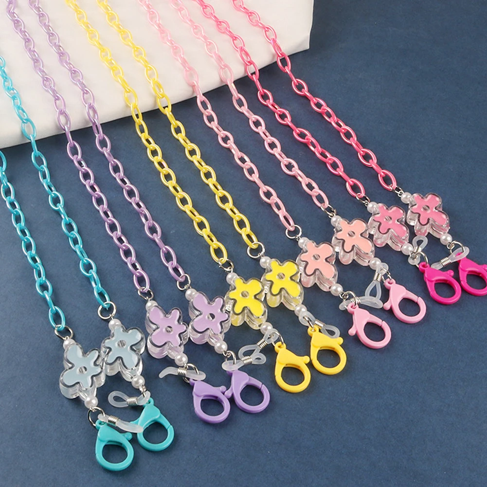 

Fashion Flower Face Mask Chain Pearl Glasses Chains Women Vintage Plastic Sunglasses Hangs Mask Lanyards Strap Eyewear Holder