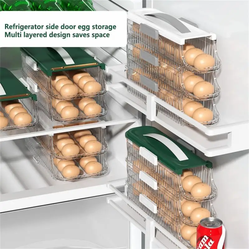 

Органайзеры для шкафов и ящиков, органайзер для хранения, прочная портативная коробка для хранения яиц, автоматический роликовый тип, большая емкость