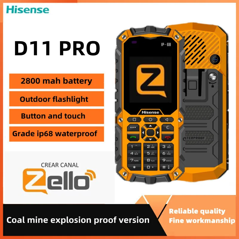 Hisense D11 IP68 Smartphone 4G LTE Zello Wifi Touchscreen 1G +8G Android 8 Chemical plant petroleum explosion-proof Phone